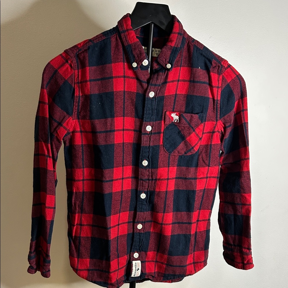 Abercrombie Kids Red and Black Plaid Button Down Shirt